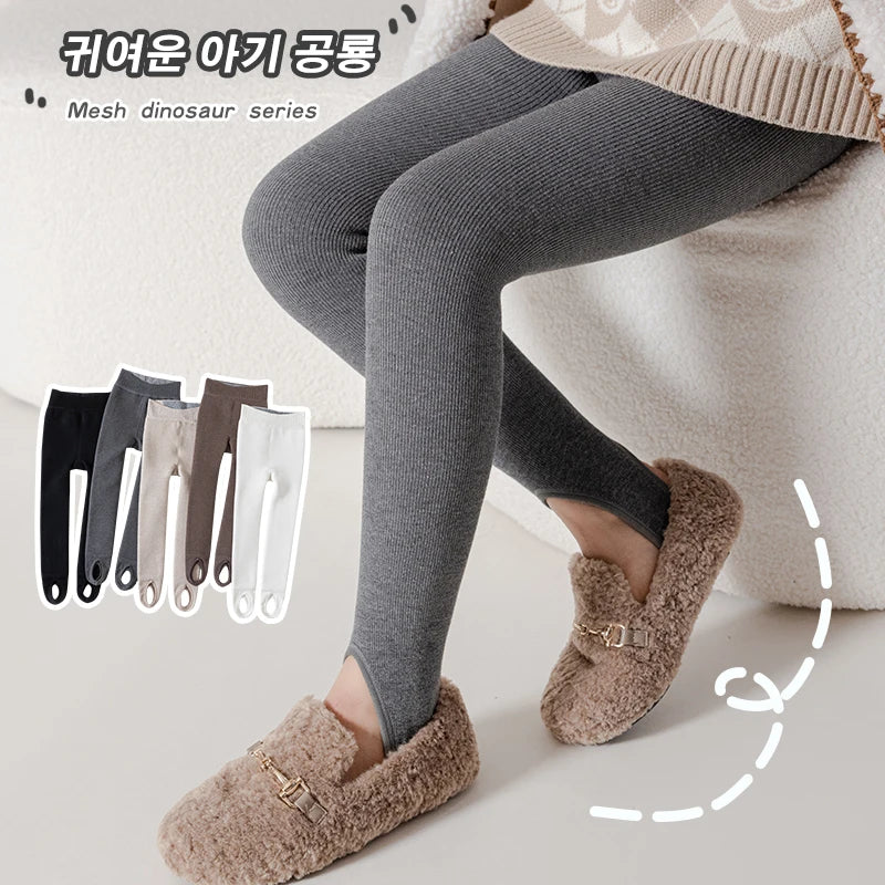 Winter warmer Tights For Girls Children Stockings Dancing Pantyhose Baby child Plus velvet stripe Polar Fleece Lining Leggings