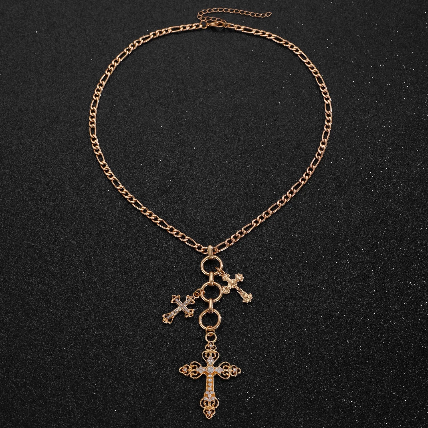 WANZHI Exquisite Metal Zircon Cross Tassel Necklaces for Women Men Luxurious Punk Long Choker Fashion Jewelry Accessories Gifts