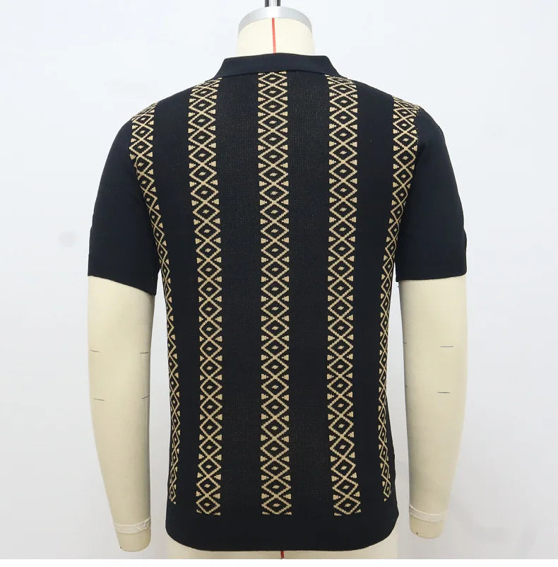 Men's Luxury Polo Shirt | High Quality Three-dimensional Tailoring Slim Temperament Men's Knit Shirt, Business Casual T-shirt