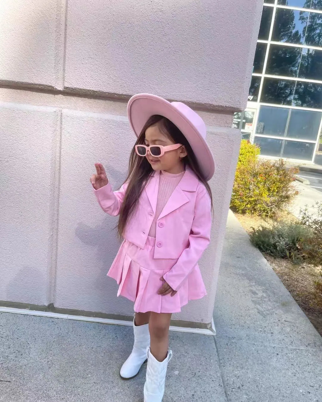 Winter Children Girl's Coat +Skirt Long Sleeve Jacket And Miniskirt 2 Pcs Set Girl's Clothes Dress For 3 4 5 6 7 8 Year