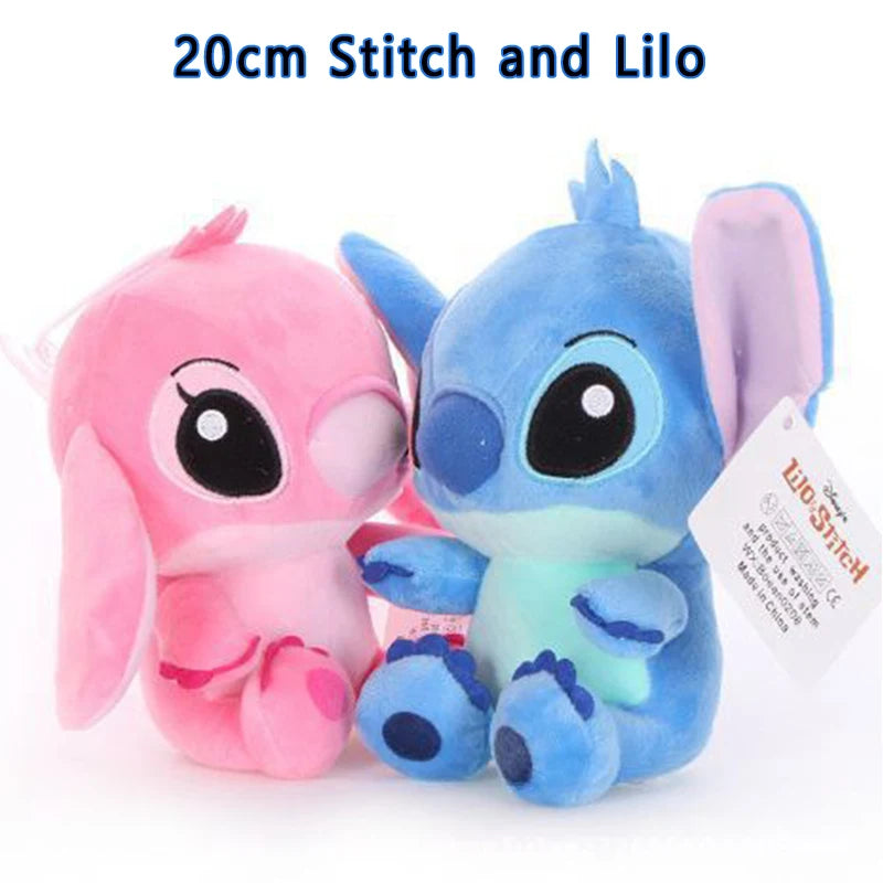 20-60cm Giant Size Lilo & Stitch Couple Models Cartoon Stuffed Plush Anime Plushs Toys Pendant Toy Pillow Kids Birthday Gift