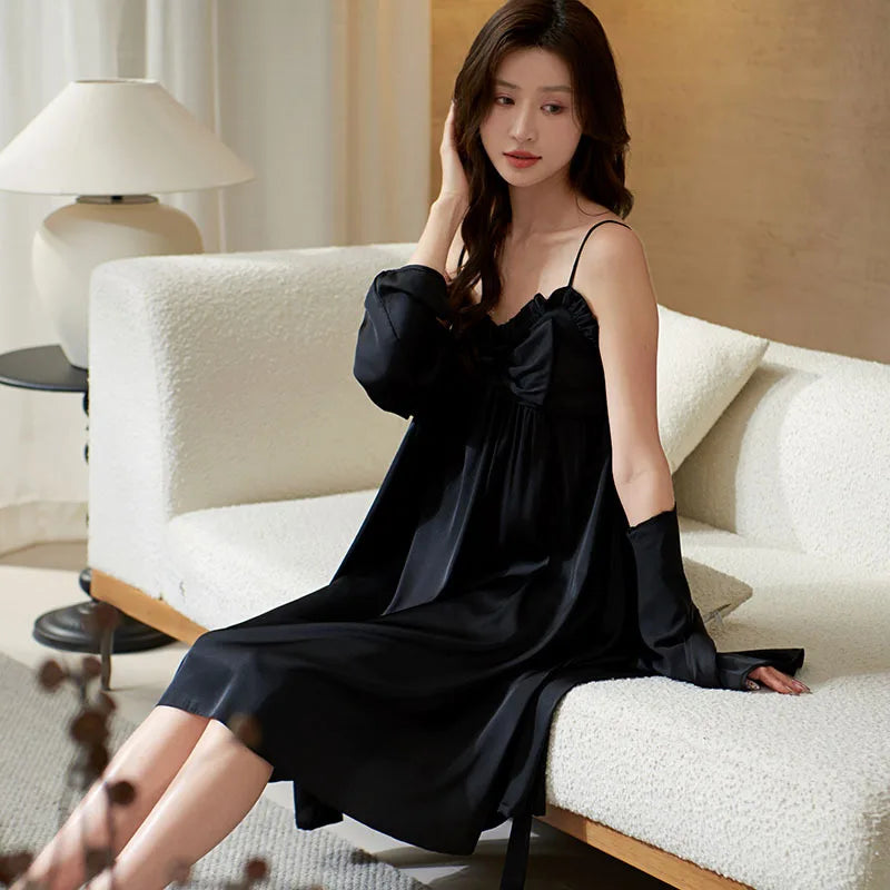 Couple Lounge Sleep Wear Silk Pajamas Set Men Shirt Pants Women Sling Nightdress Robes Wedding Sleepwear