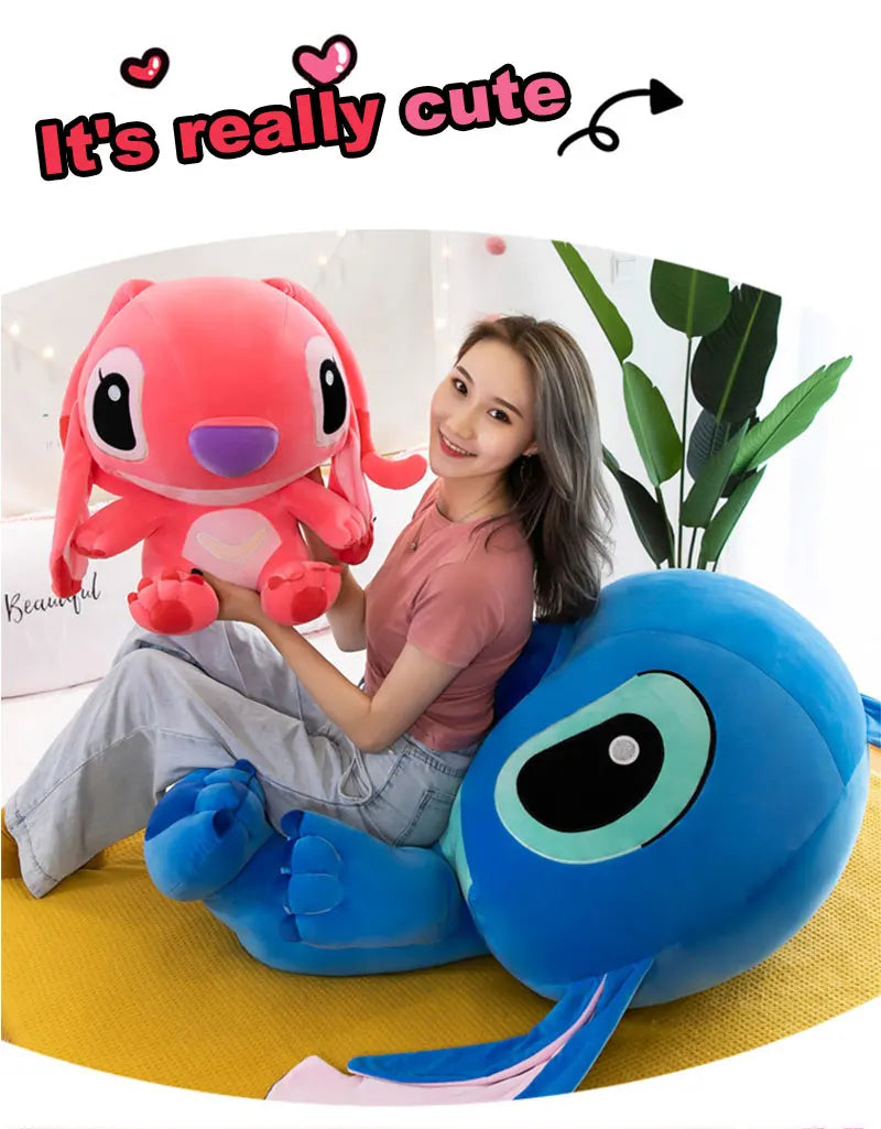 20-60cm Giant Size Lilo & Stitch Couple Models Cartoon Stuffed Plush Anime Plushs Toys Pendant Toy Pillow Kids Birthday Gift