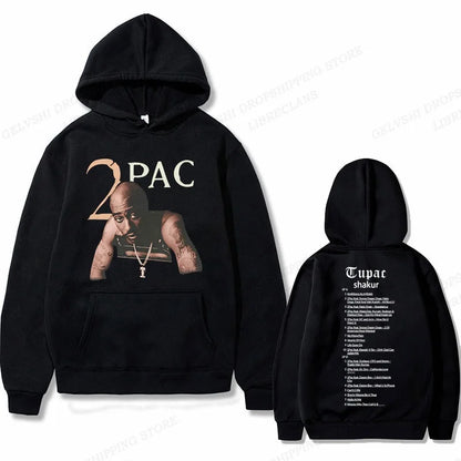 Tupac 2pac Hoodie Men's and Women's Sweatshirts Printed Streetwear Hip-hop Style Autumn and Winter Fashion Hip-hop Tops Clothes