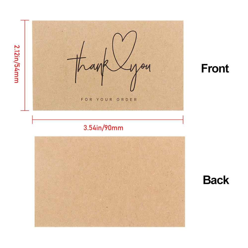 For Small Business Online Retail Greeting  Labels "Thank You For Your Order" Postcards Express Appreciate Kraft Paper Cards