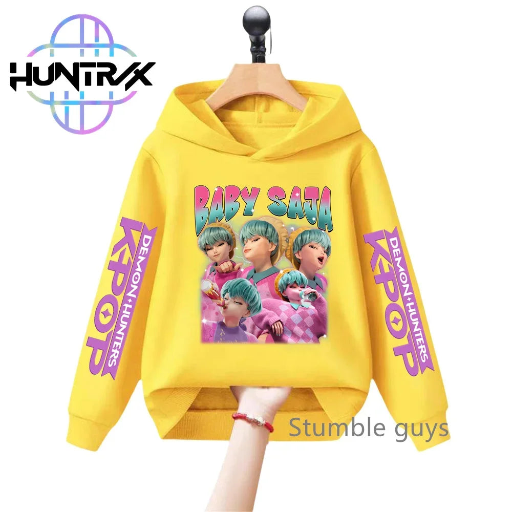 3-12Y Kids Hoodie KPop Demon Hunters Spring Autumn Sportswear Warm Print Casual Fashion Boys Clothes Girls