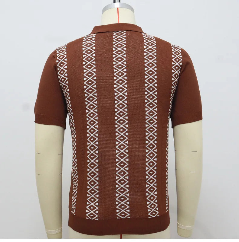 Men's Luxury Polo Shirt | High Quality Three-dimensional Tailoring Slim Temperament Men's Knit Shirt, Business Casual T-shirt