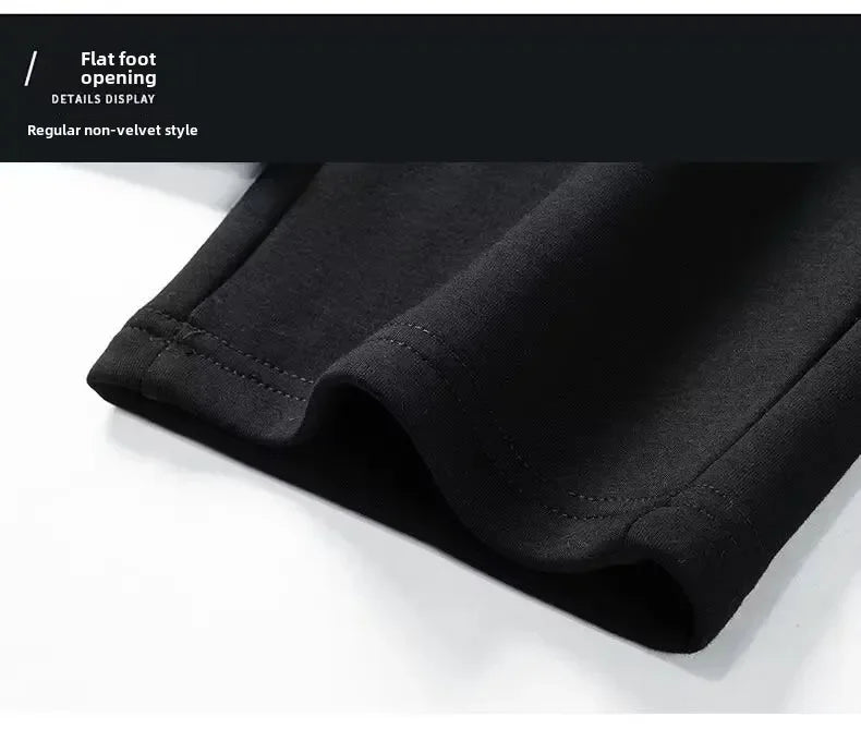 Men's Autumn/Winter Fleece-Lined and Thickened Sweatpants Versatile Casual Straight-Leg Pants Loose-Fitzip-Upocket Solid Color W