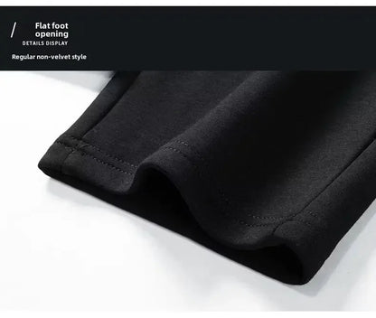 Men's Autumn/Winter Fleece-Lined and Thickened Sweatpants Versatile Casual Straight-Leg Pants Loose-Fitzip-Upocket Solid Color W