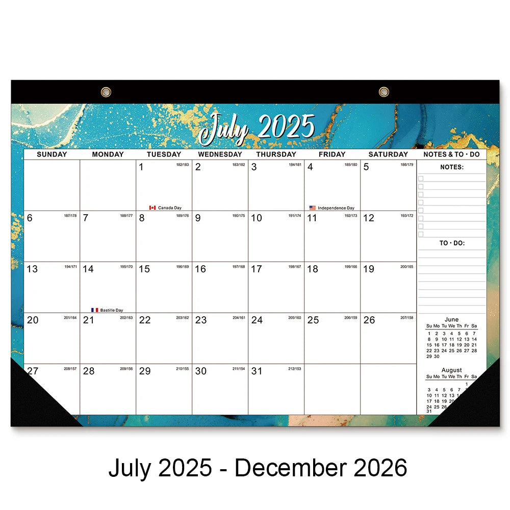 Newest 2026 Calendar 18-month From 2025 July To 2026 December Daily Weekly Monthly Planner Agenda Organizer Home Wall Calendar