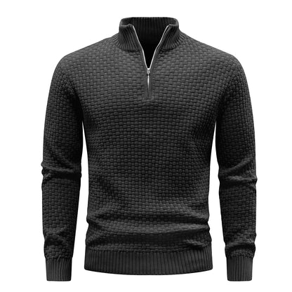 Men's Sweater Spring Outer Wear Quarter Zip Sweaters Polo Zip Pullover Cable Knit Mock Neck Turtleneck Top US Size