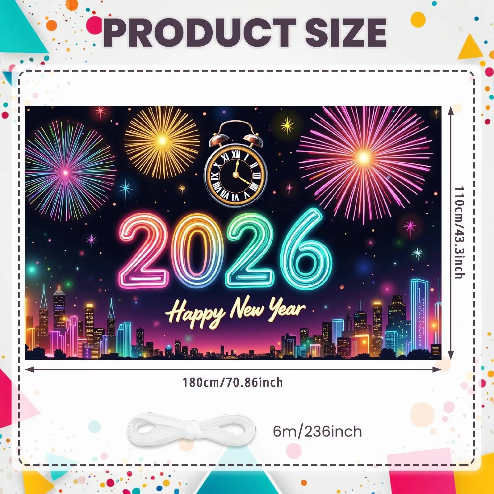 2026 Happy New Year Party Decor Background New Year Champagne New Year Eve Party Cake Table Decor Happy New Year Backdrop Gift