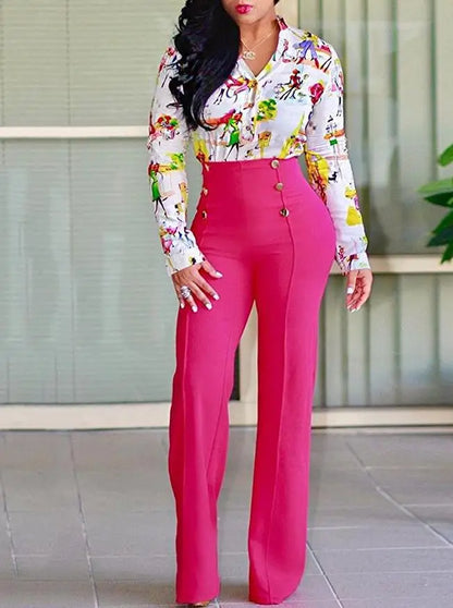 Elegant High Waist Wide Leg Bootcut Pants Summer European & American Fashion Simple Women's Flared Trousers