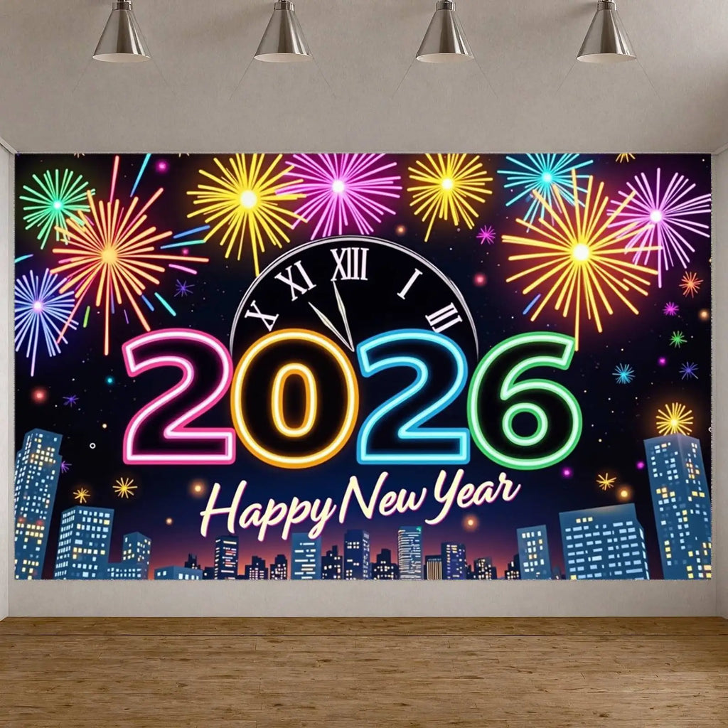 2026 Happy New Year Party Decor Background New Year Champagne New Year Eve Party Cake Table Decor Happy New Year Backdrop Gift
