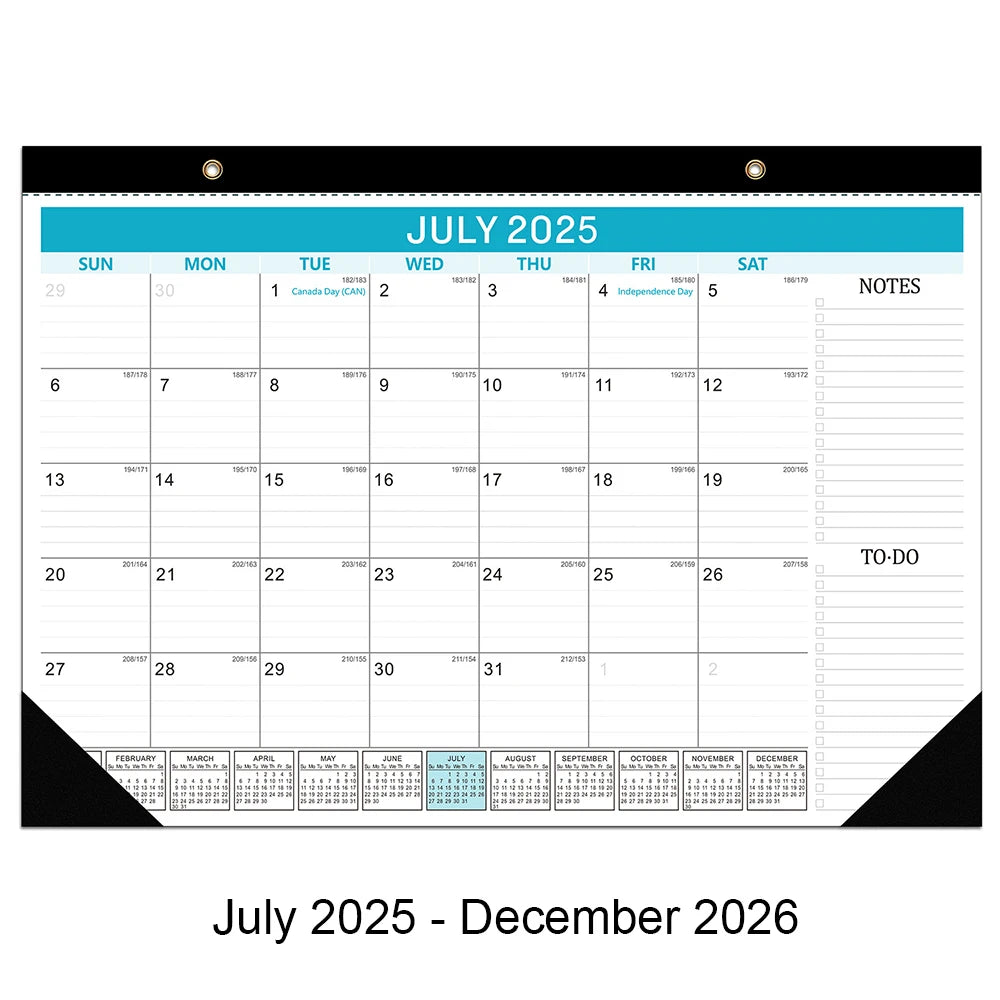 Newest 2026 Calendar 18-month From 2025 July To 2026 December Daily Weekly Monthly Planner Agenda Organizer Home Wall Calendar
