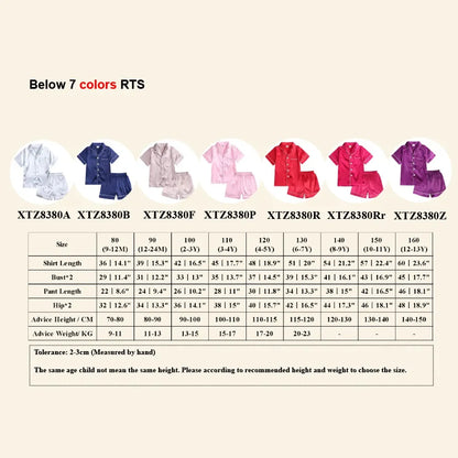 Unisex Kids Silk Satin Pajamas Set Long Sleeve Button-Down Nightgown Infant Baby Sleepwear Top Pants Combo for Boys And Girls