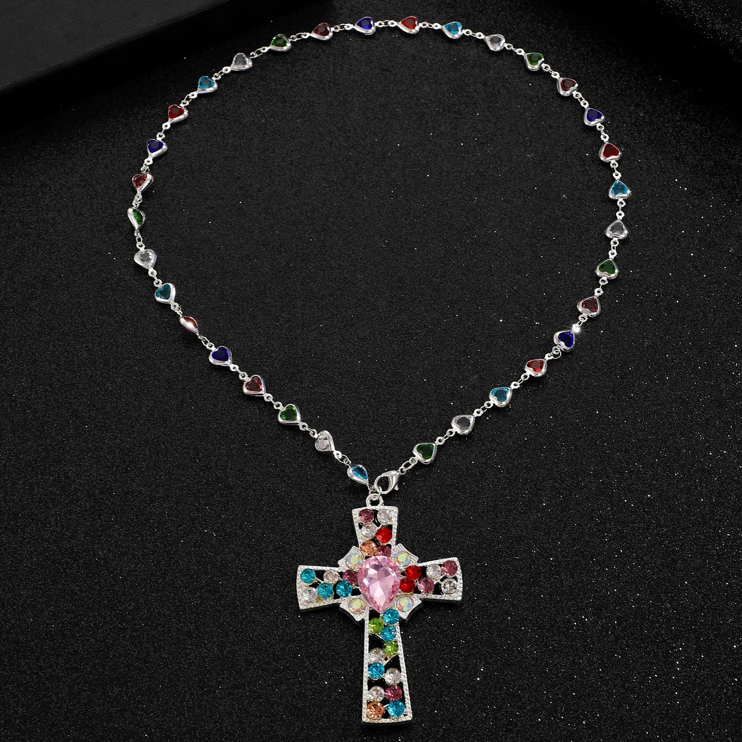 WANZHI Exquisite Metal Zircon Cross Tassel Necklaces for Women Men Luxurious Punk Long Choker Fashion Jewelry Accessories Gifts