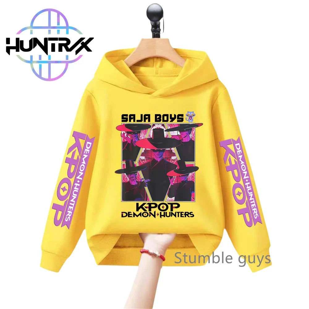 3-12Y Kids Hoodie KPop Demon Hunters Spring Autumn Sportswear Warm Print Casual Fashion Boys Clothes Girls