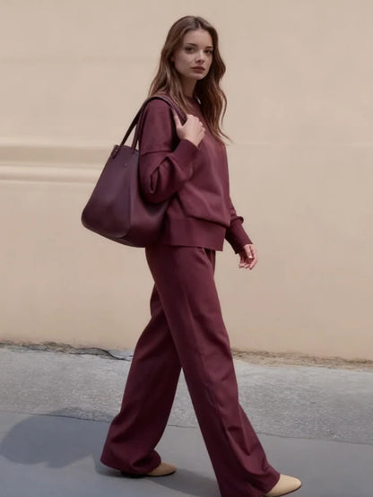 Autumn and Winter Fashion Casual Sports Two-Piece Women's Set: Hooded Sweatshirt and Wide-Leg Pants, Stylish Outfits, Comfortabl