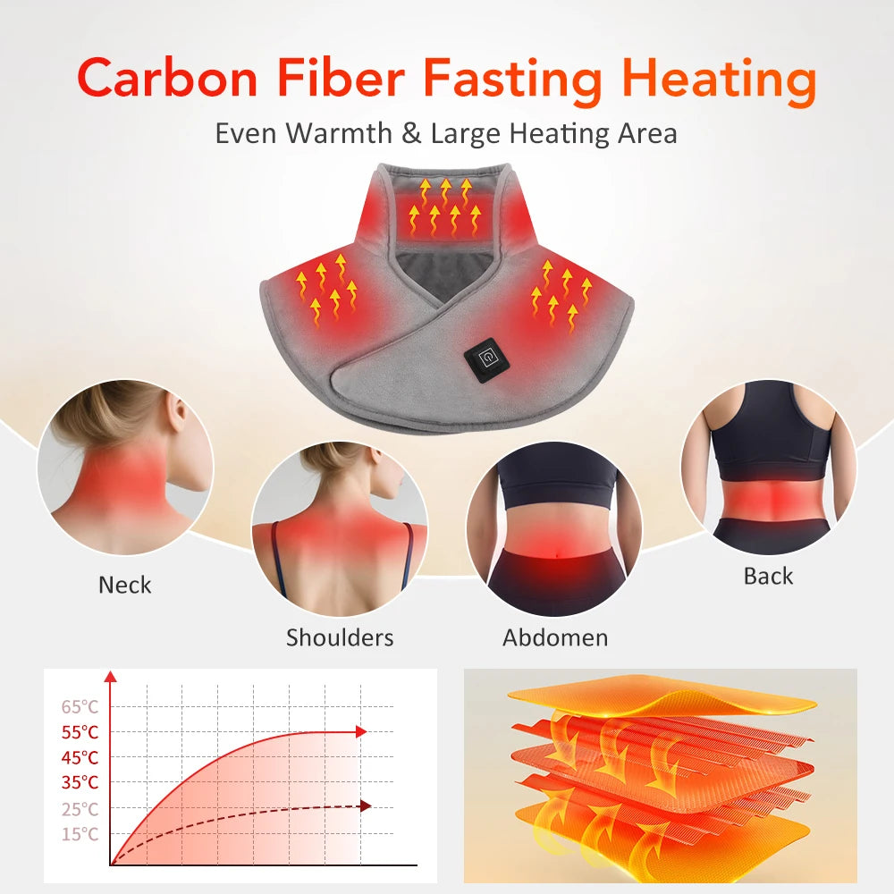 Electric Heating Shoulder Neck Pad Winter Soft Hot Compress Back Shawl Thermal Mat USB Heated Back Wrap Office Warmer Blanket