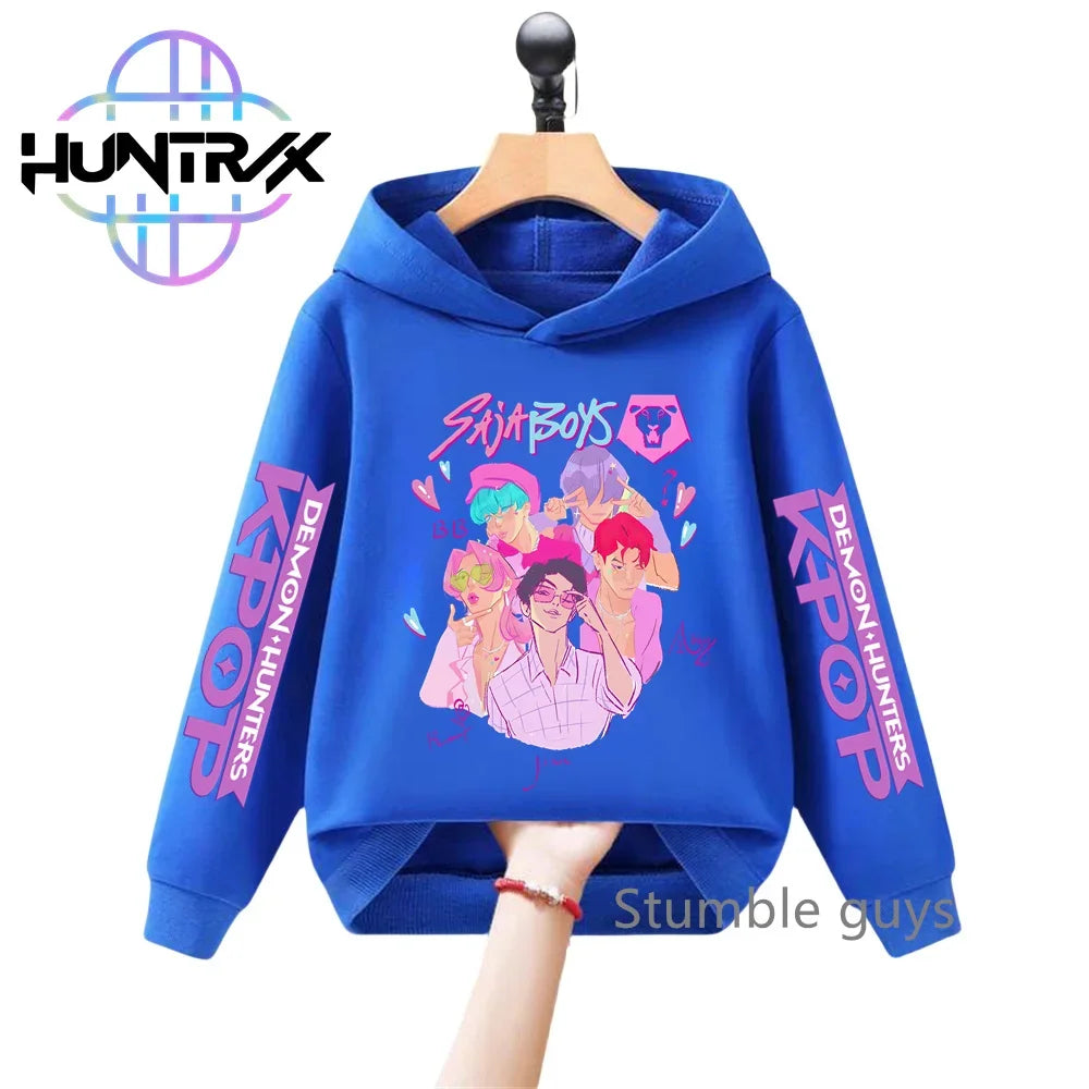 3-12Y Kids Hoodie KPop Demon Hunters Spring Autumn Sportswear Warm Print Casual Fashion Boys Clothes Girls