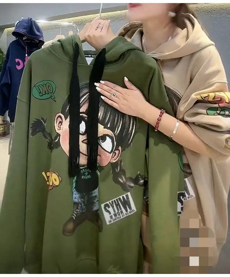 Hoody Extra Large 2025 New Medium To Long Size Cartoon Cute Girl Fleeces Hooded Women Hoodie Autumn Sweater Loose Top Sweatshirt
