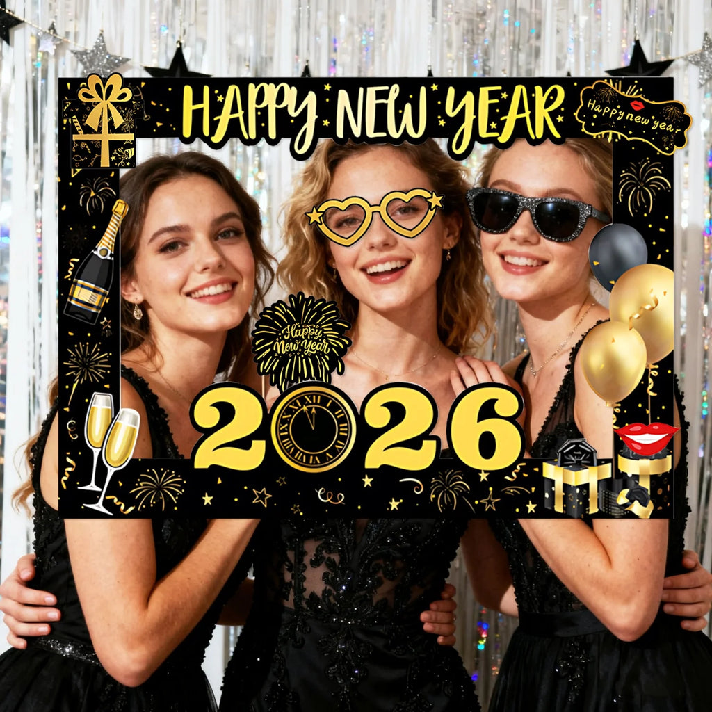 LaVenty Happy New Year 2026 Party Photo Props 2026 New Year Photo Frames New Year Party Decorations