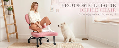 Furmax Ergonomic Criss Cross Legged Office Chair with Wheels, 360°Swivel Adjustable Height Kneeling Desk Chair with Footrest