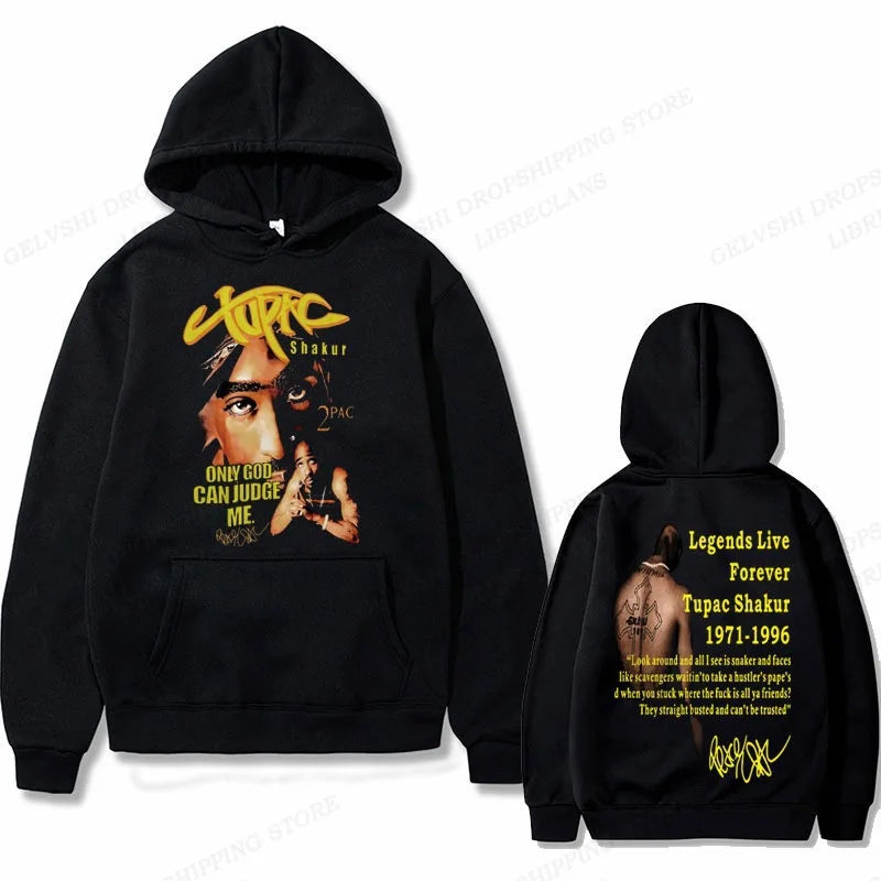 Tupac 2pac Hoodie Men's and Women's Sweatshirts Printed Streetwear Hip-hop Style Autumn and Winter Fashion Hip-hop Tops Clothes