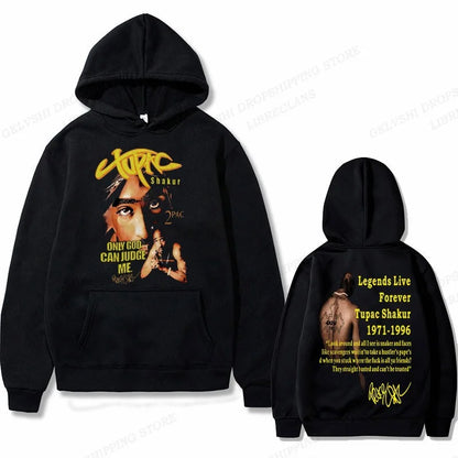 Tupac 2pac Hoodie Men's and Women's Sweatshirts Printed Streetwear Hip-hop Style Autumn and Winter Fashion Hip-hop Tops Clothes