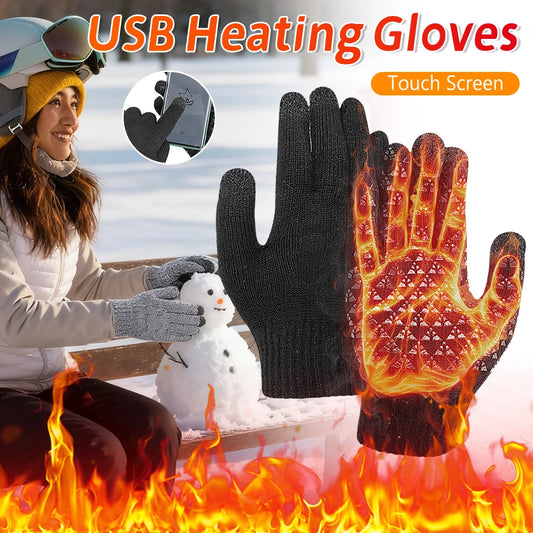 5V Heated Gloves Motorcycle Touch Screen Winter Moto Heated Gloves Warm USB Rechargeable Heating Thermal Gloves For Snowmobile