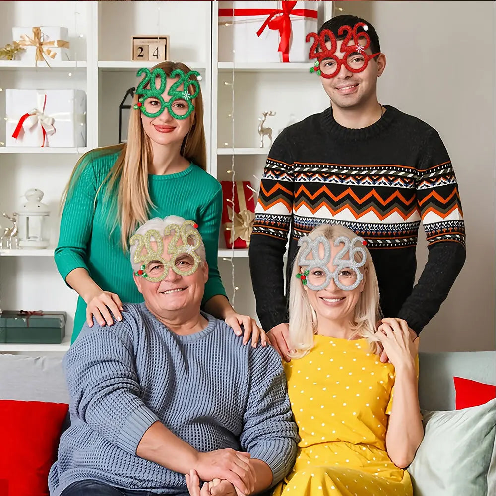 2026 Christmas Theme Digital Funny Glasses Party Decoration New Year Photo Frame Creative Eye Wear for Holiday Celebrations
