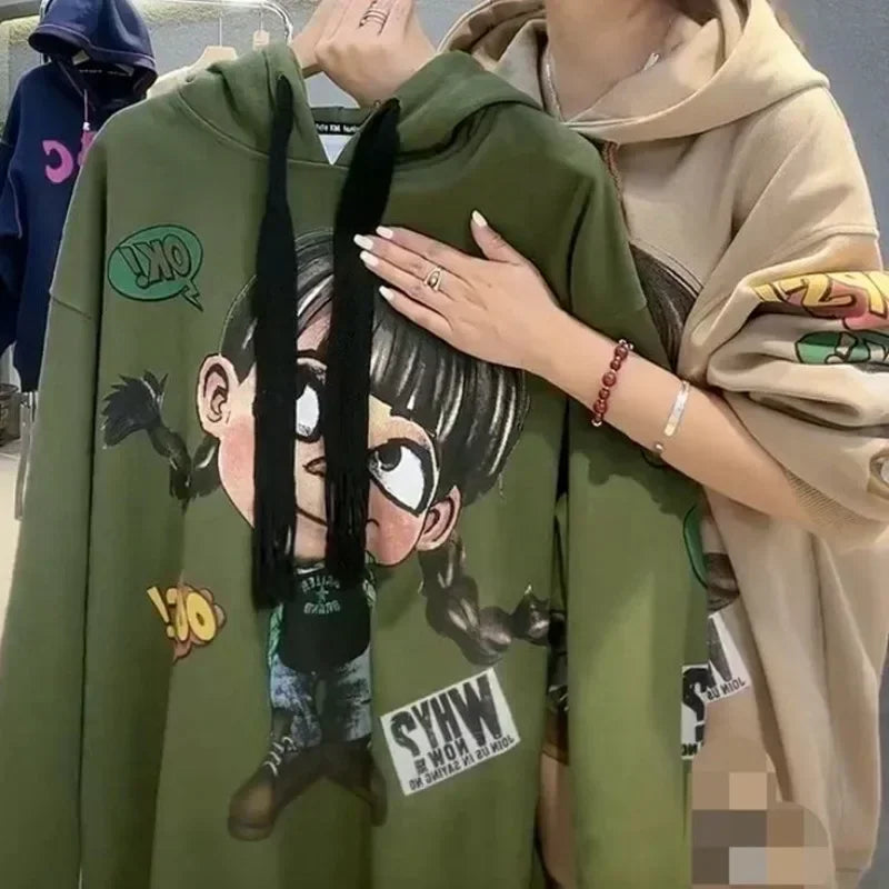 Hoody Extra Large 2025 New Medium To Long Size Cartoon Cute Girl Fleeces Hooded Women Hoodie Autumn Sweater Loose Top Sweatshirt