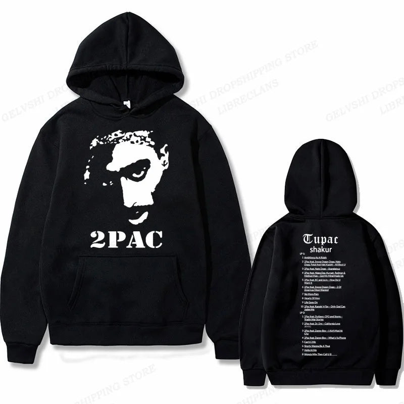 Tupac 2pac Hoodie Men's and Women's Sweatshirts Printed Streetwear Hip-hop Style Autumn and Winter Fashion Hip-hop Tops Clothes