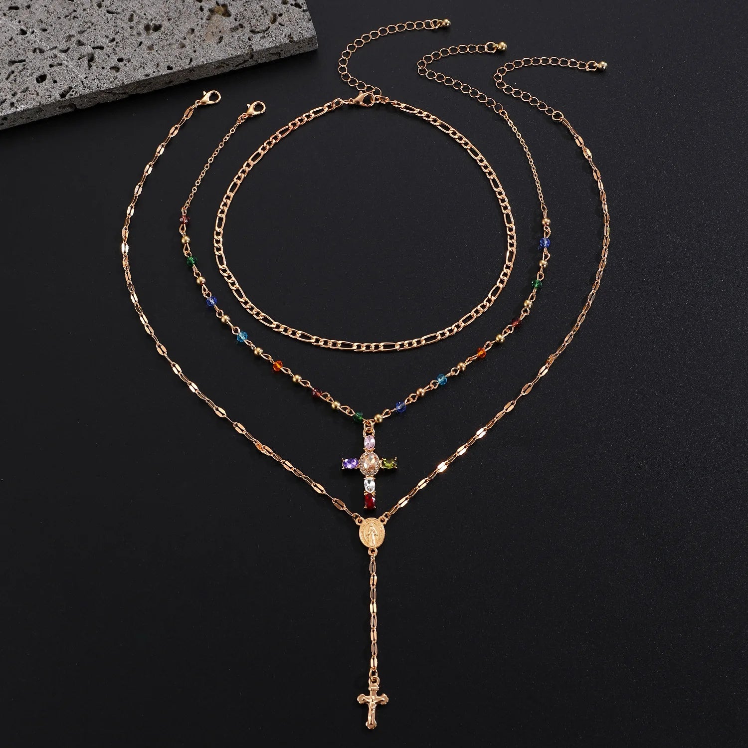 WANZHI Exquisite Metal Zircon Cross Tassel Necklaces for Women Men Luxurious Punk Long Choker Fashion Jewelry Accessories Gifts