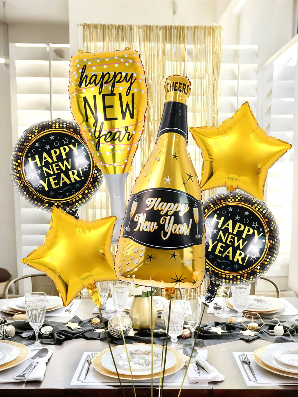 6pcs/set 2026 New Year balloon kit, suitable for New Year party, 2026 New Year decoration, 2026 New Year's Eve party supplies