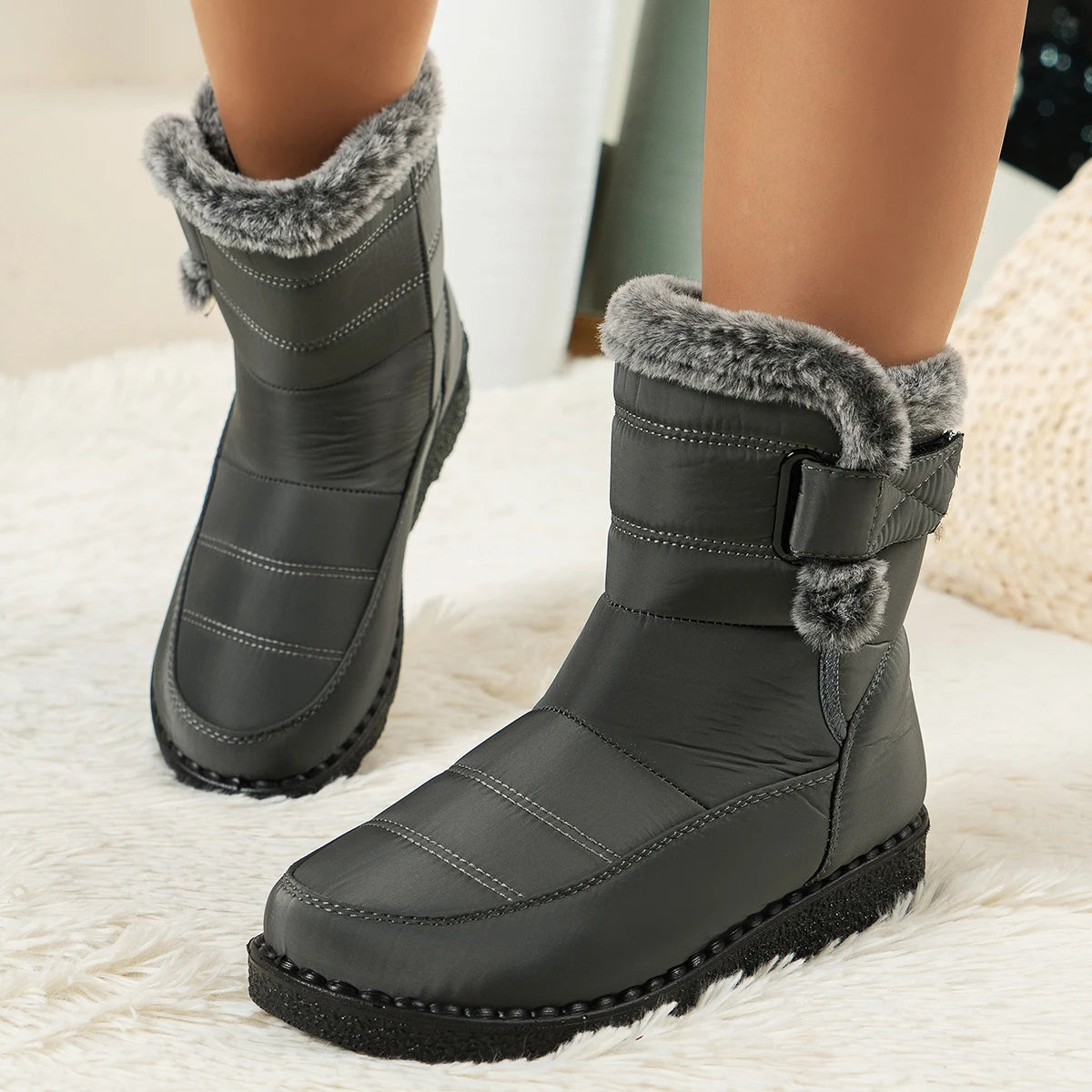 Women's Winter Boots for Women 2025 New Faux Fur Long Plush Snow Boots Woman Platform Shoes Warm Cotton Couples Ankle Boots