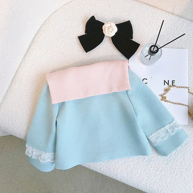 Kids 2Pcs Tweed Clothes Sets Girl Fashion Spring Winter Children Suits for 1-10Ys Elegant Sweet Outfit Kids Clothes