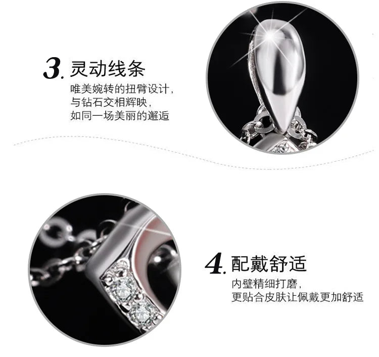 s925 sterling silver four-leaf clover necklace, silver pendant, Moissanite necklace, classic for women