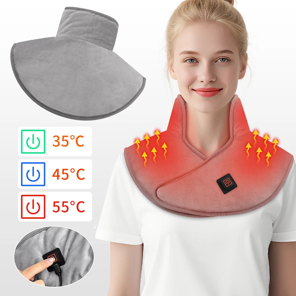 Electric Heating Shoulder Neck Pad Winter Soft Hot Compress Back Shawl Thermal Mat USB Heated Back Wrap Office Warmer Blanket