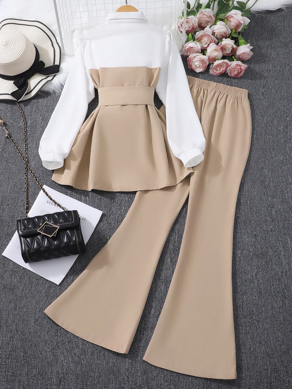 Teen Girls Clothing Set Long Sleeve Solid Color Spring Autumn Belt Children Suit Casual Elegant Comfort Girls Outfits 13-16Y