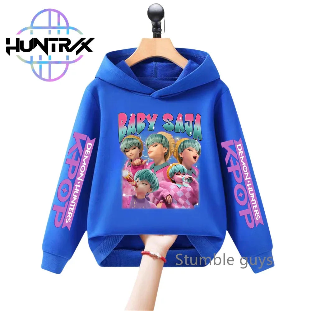 3-12Y Kids Hoodie KPop Demon Hunters Spring Autumn Sportswear Warm Print Casual Fashion Boys Clothes Girls