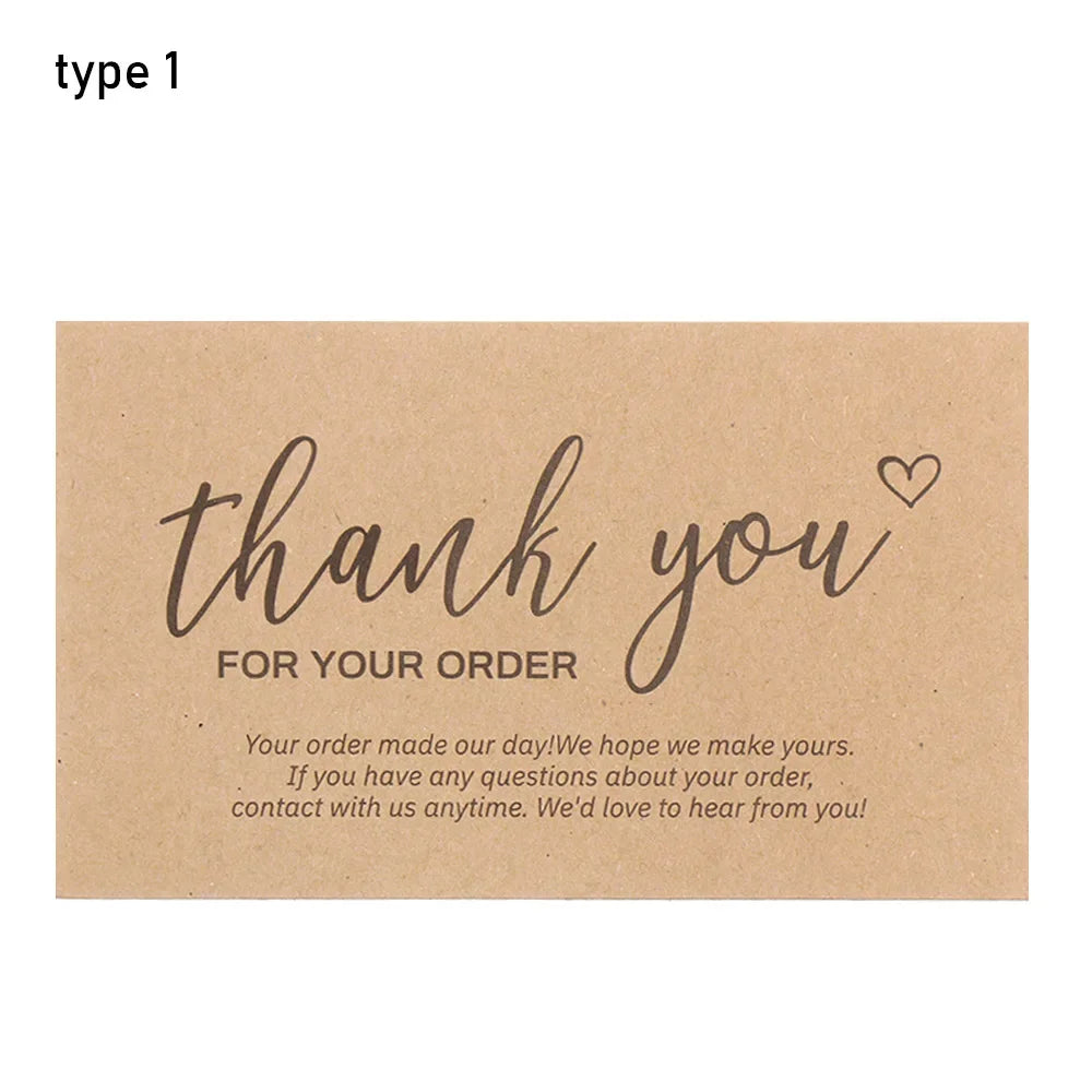 For Small Business Online Retail Greeting  Labels "Thank You For Your Order" Postcards Express Appreciate Kraft Paper Cards