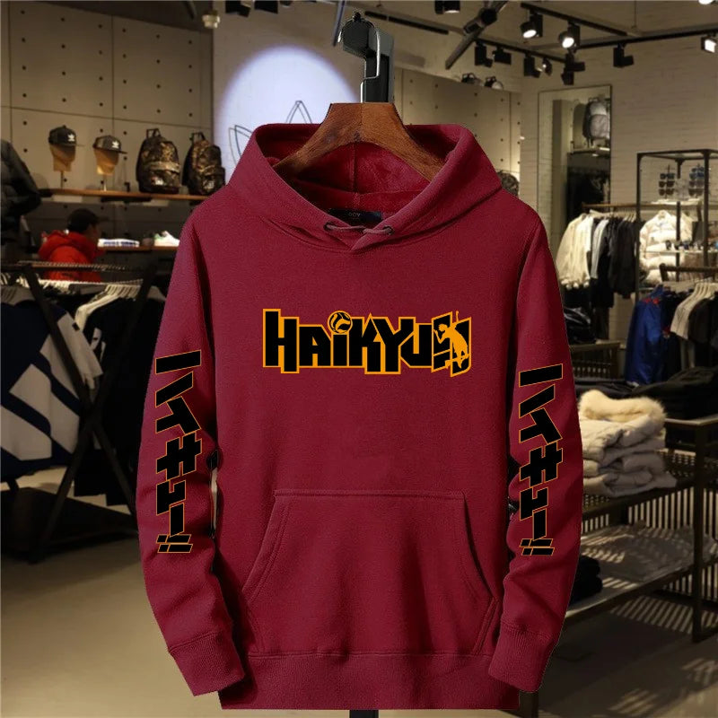 2024 Autumn/Winter Japanese Anime Haikyuu Manga Printed Hoodie Men's Women's New Fashion Hip Hop Sportswear Round Neck Hoodie