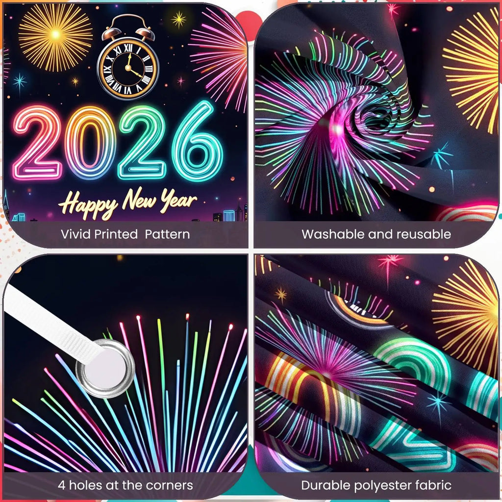 2026 Happy New Year Party Decor Background New Year Champagne New Year Eve Party Cake Table Decor Happy New Year Backdrop Gift