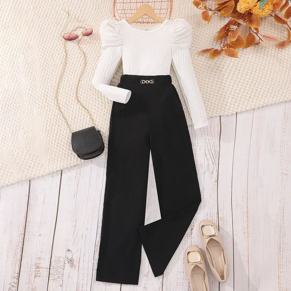 Teen Girls Clothing Set Long Sleeve Spring Autumn Contrast Color Children Outfits Casual Soft Comfort Girls Suit 8 9 10 11 12Y