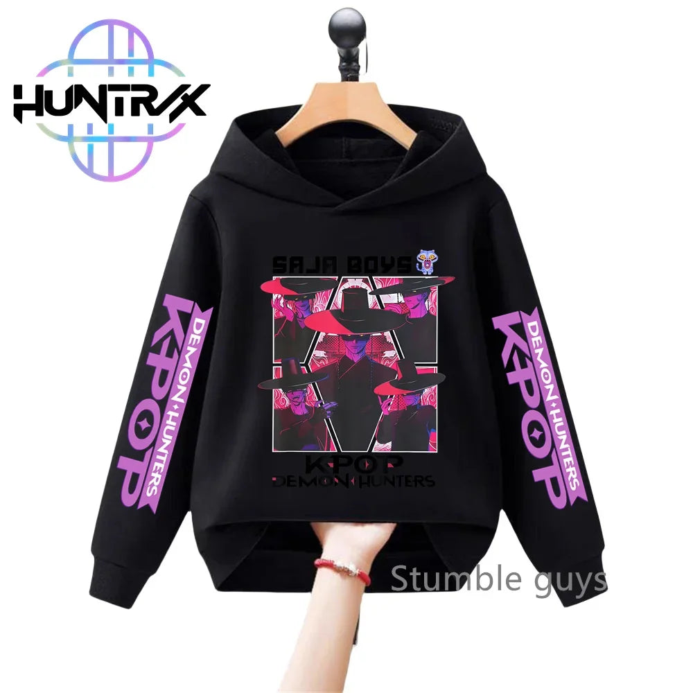 3-12Y Kids Hoodie KPop Demon Hunters Spring Autumn Sportswear Warm Print Casual Fashion Boys Clothes Girls