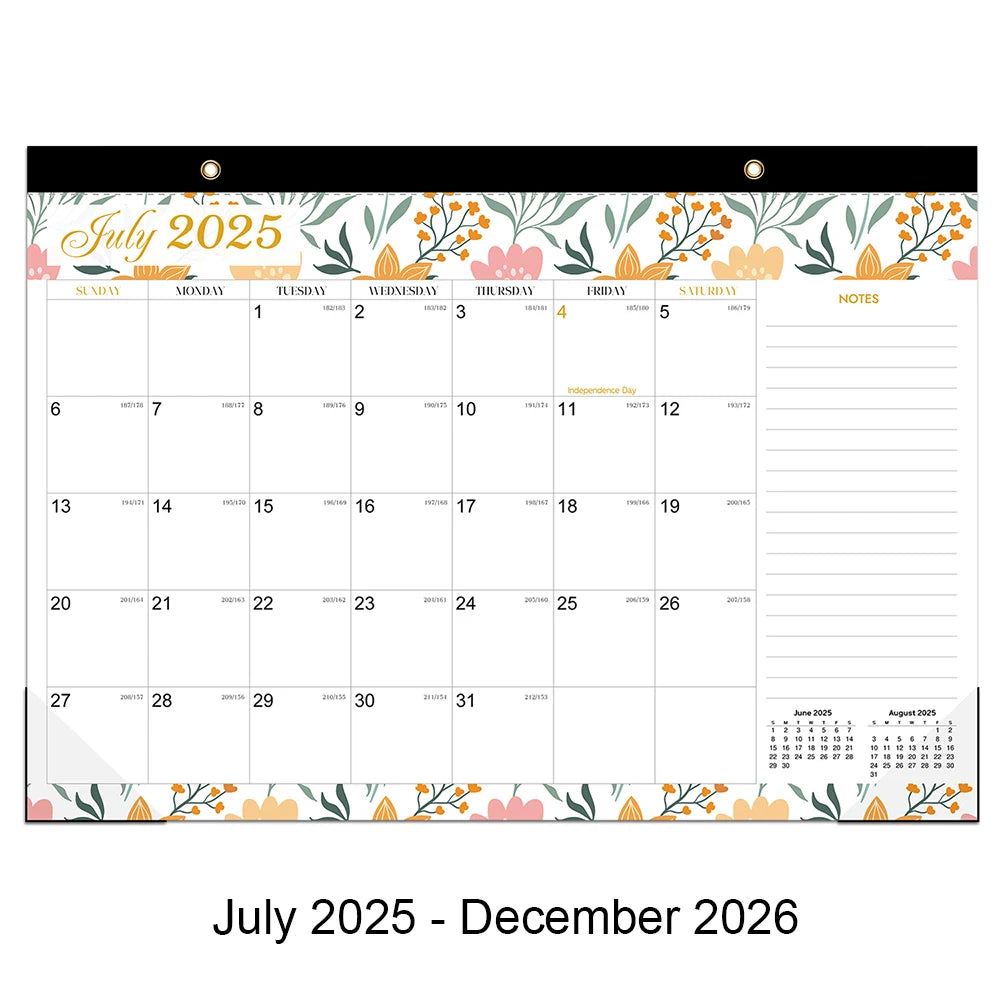 Newest 2026 Calendar 18-month From 2025 July To 2026 December Daily Weekly Monthly Planner Agenda Organizer Home Wall Calendar