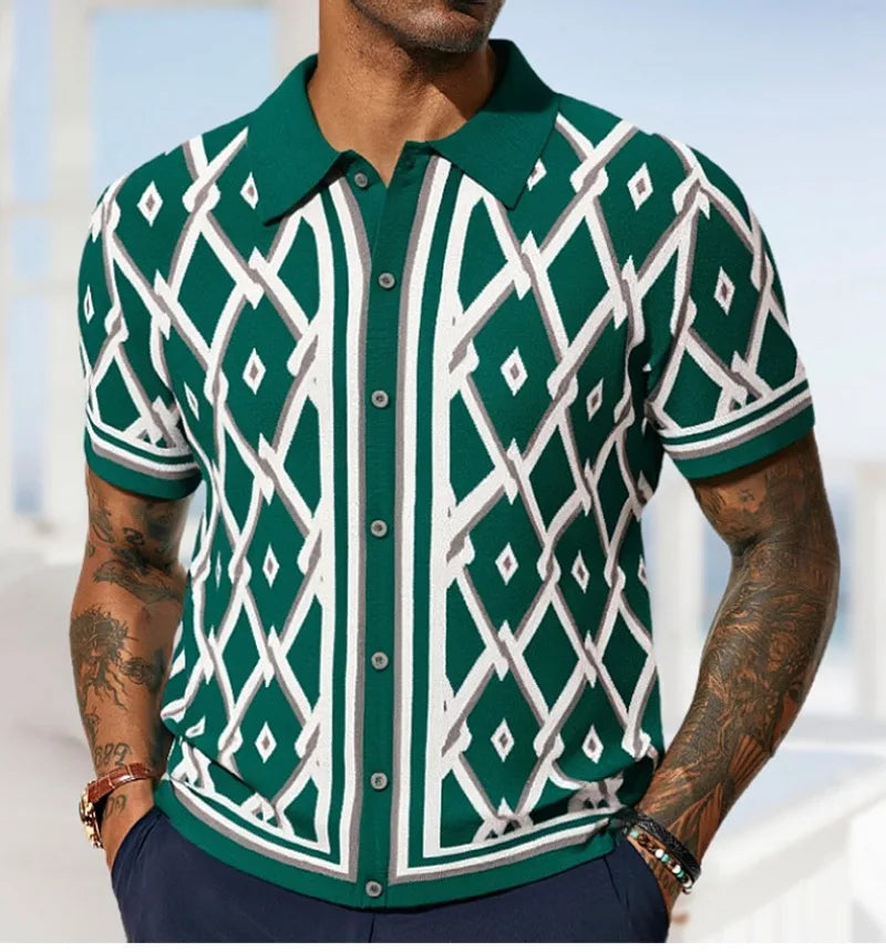 Men's Luxury Polo Shirt | High Quality Three-dimensional Tailoring Slim Temperament Men's Knit Shirt, Business Casual T-shirt