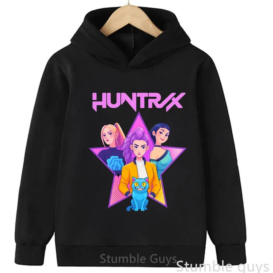 3-12Y Kids Hoodie KPop Demon Hunters Spring Autumn Sportswear Warm Print Casual Fashion Boys Clothes Girls